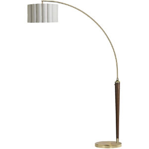 Scalloped 92 inch 14.00 watt Weathered Brass and Walnut Arc Floor Lamp Portable Light